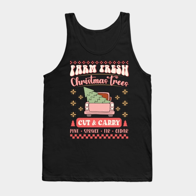 Farm Fresh Christmas Trees Cut & Carry Pine Spruce Fir Cedar Sublimation Tank Top by TeesByKimchi